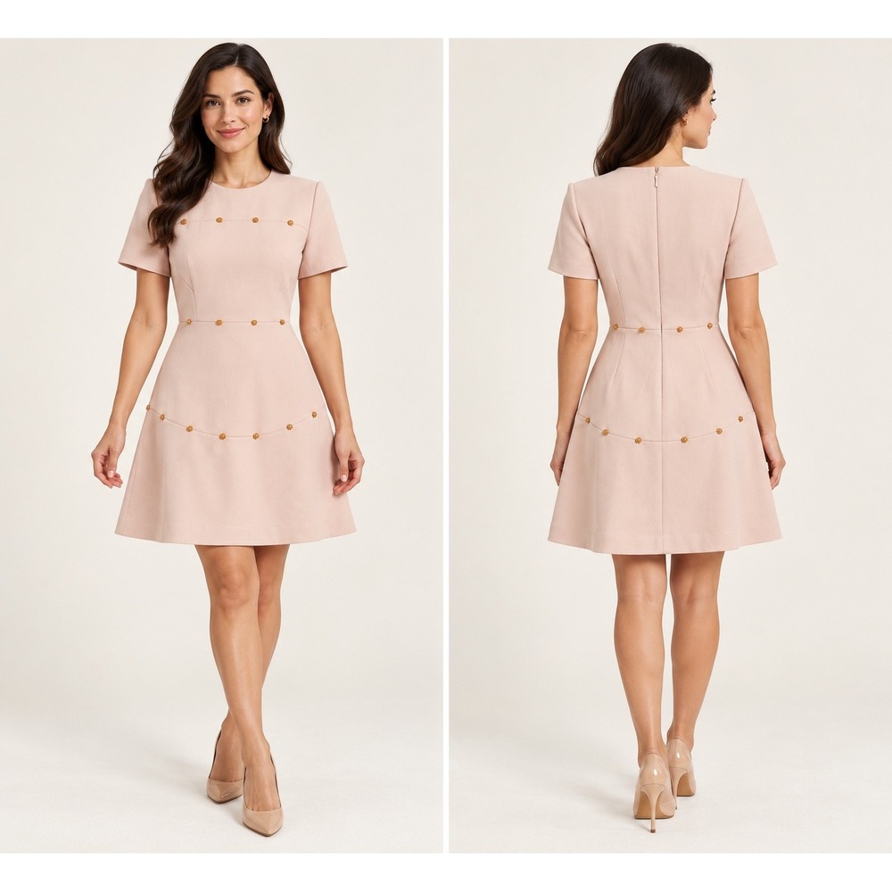 Kate Spade New York Blush Pink Gold Stud A-Line Dress Size 2